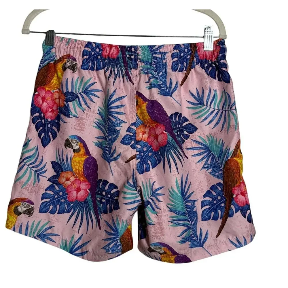 Ring of Fire Swim Peppers Men's Small Parrot Tropical Flower Print